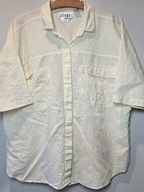 Gitano Woman Shirt 44/24W Women's Plus Size Vanilla Yellow Ramie Cotton